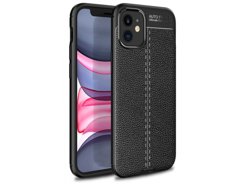 Newface iPhone 12 Mini Kılıf Focus Derili Silikon - Siyah