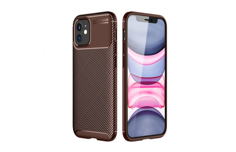 Newface iPhone 12 Mini Kılıf Focus Karbon Silikon - Kahverengi