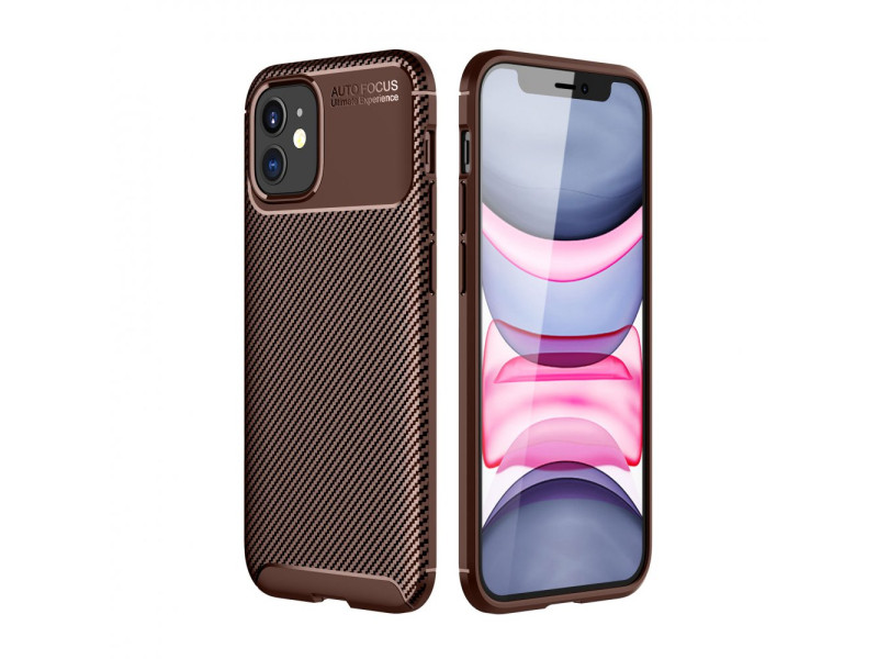 Newface iPhone 12 Mini Kılıf Focus Karbon Silikon - Kahverengi