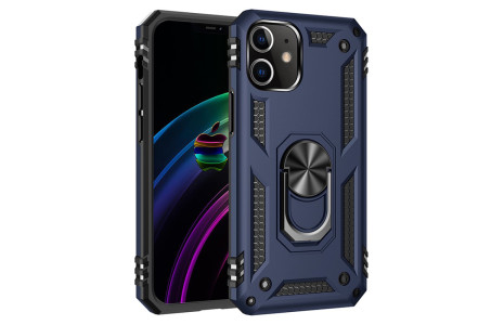 Newface iPhone 12 Mini Kılıf Sofya Yüzüklü Silikon Kapak - Lacivert