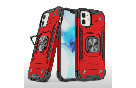 Newface iPhone 12 Mini Kılıf Zegna Yüzüklü Silikon Kapak - Kırmızı