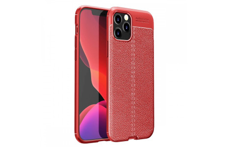 Newface iPhone 12 Pro Kılıf Focus Derili Silikon - Kırmızı