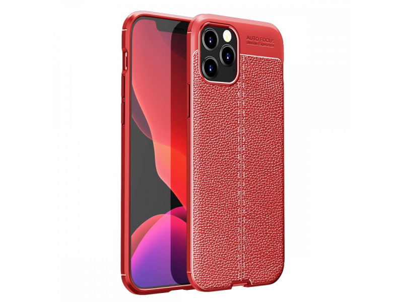 Newface iPhone 12 Pro Kılıf Focus Derili Silikon - Kırmızı