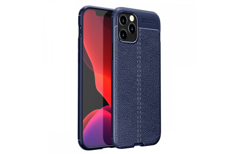 Newface iPhone 12 Pro Kılıf Focus Derili Silikon - Lacivert