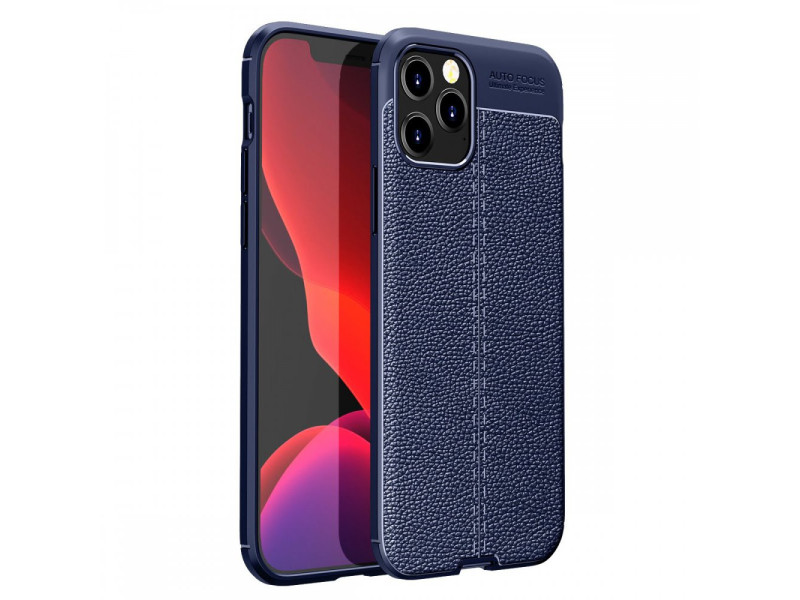 Newface iPhone 12 Pro Kılıf Focus Derili Silikon - Lacivert