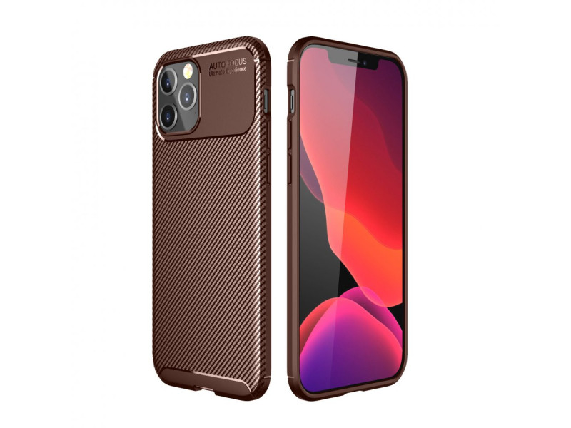 Newface iPhone 12 Pro Kılıf Focus Karbon Silikon - Kahverengi