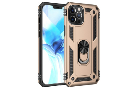 Newface iPhone 12 Pro Kılıf Sofya Yüzüklü Silikon Kapak - Gold