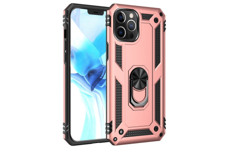 Newface iPhone 12 Pro Kılıf Sofya Yüzüklü Silikon Kapak - Rose