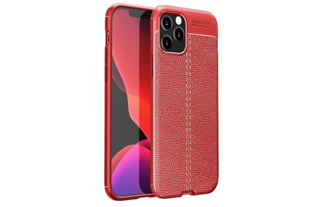Newface iPhone 12 Pro Max Kılıf Focus Derili Silikon - Kırmızı