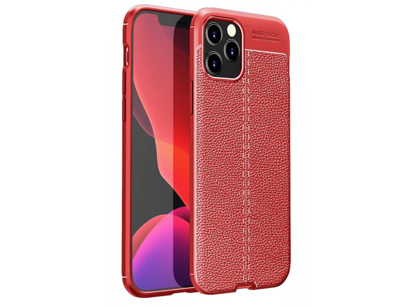 Newface iPhone 12 Pro Max Kılıf Focus Derili Silikon - Kırmızı
