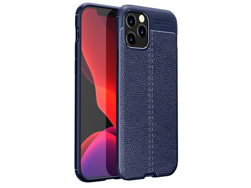 Newface iPhone 12 Pro Max Kılıf Focus Derili Silikon - Lacivert