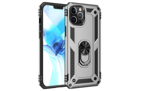 Newface iPhone 12 Pro Kılıf Sofya Yüzüklü Silikon Kapak - Gümüş