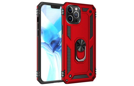 Newface iPhone 12 Pro Kılıf Sofya Yüzüklü Silikon Kapak - Kırmızı