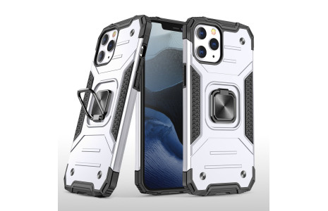 Newface iPhone 12 Pro Kılıf Zegna Yüzüklü Silikon Kapak - Gümüş