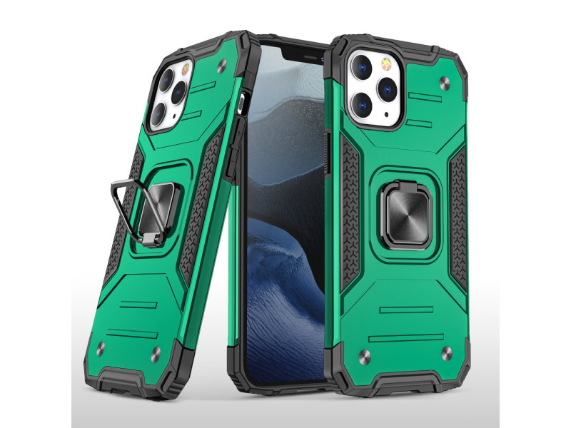 Newface iPhone 12 Pro Kılıf Zegna Yüzüklü Silikon Kapak - Koyu Yeşil