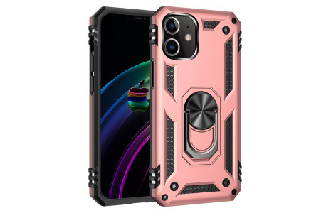 Newface iPhone 12 Kılıf Sofya Yüzüklü Silikon Kapak - Rose