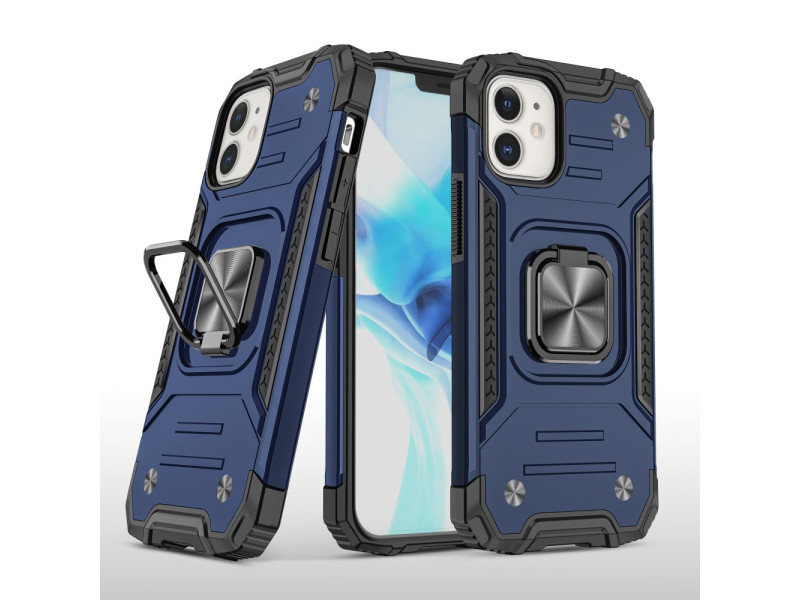 Newface iPhone 12 Kılıf Zegna Yüzüklü Silikon Kapak - Mavi