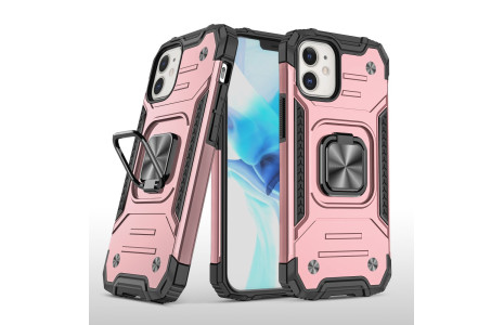 Newface iPhone 12 Kılıf Zegna Yüzüklü Silikon Kapak - Rose