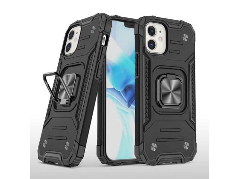 Newface iPhone 12 Kılıf Zegna Yüzüklü Silikon Kapak - Siyah