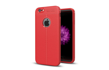Newface iPhone 6 Kılıf Focus Derili Silikon - Kırmızı