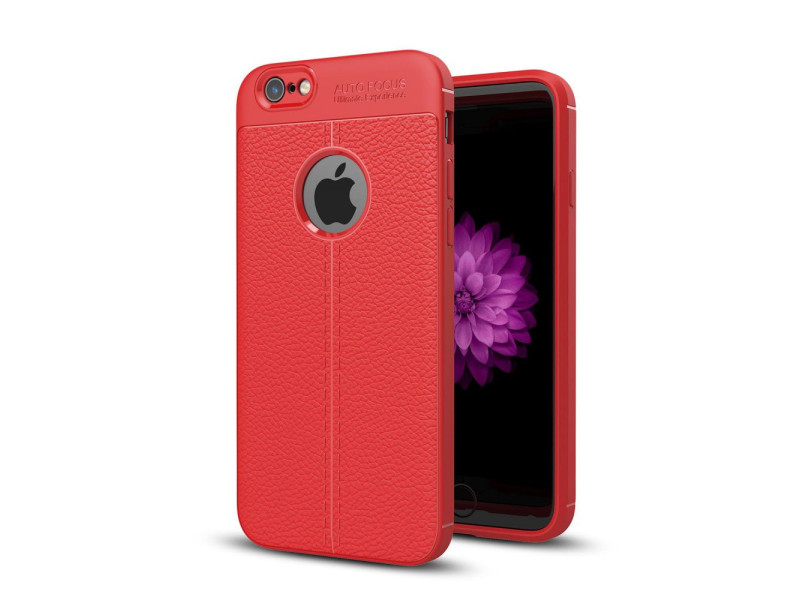 Newface iPhone 6 Kılıf Focus Derili Silikon - Kırmızı