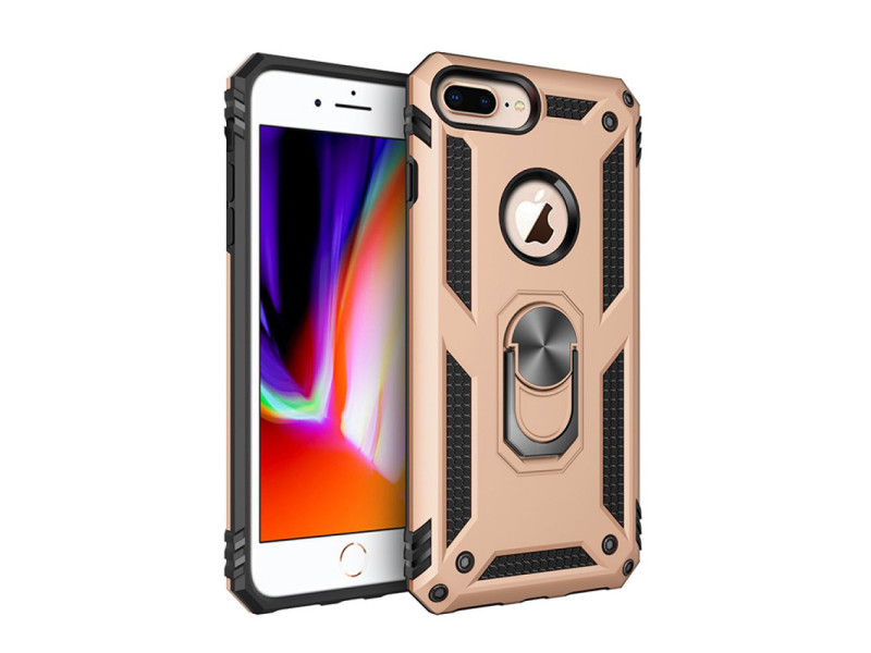 Newface iPhone 6 Plus Kılıf Sofya Yüzüklü Silikon Kapak - Gold