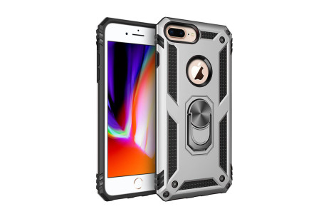 Newface iPhone 6 Plus Kılıf Sofya Yüzüklü Silikon Kapak - Gümüş