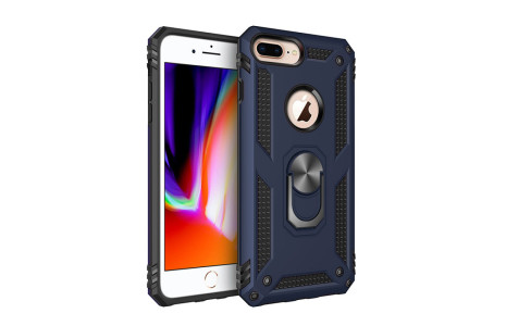 Newface iPhone 6 Plus Kılıf Sofya Yüzüklü Silikon Kapak - Lacivert