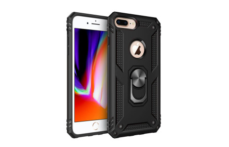 Newface iPhone 6 Plus Kılıf Sofya Yüzüklü Silikon Kapak - Siyah