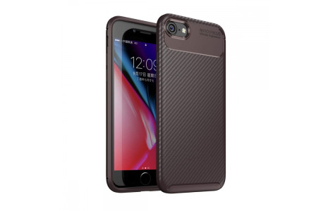 Newface iPhone 7 Kılıf Focus Karbon Silikon - Kahverengi
