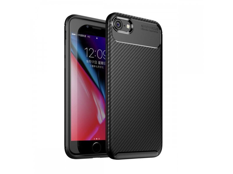 Newface iPhone 7 Kılıf Focus Karbon Silikon - Siyah