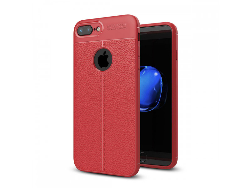 Newface iPhone 7 Plus Kılıf Focus Derili Silikon - Kırmızı