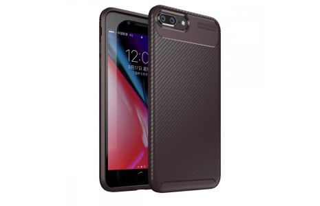 Newface iPhone 7 Plus Kılıf Focus Karbon Silikon - Kahverengi
