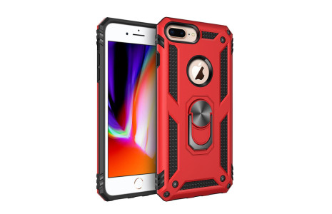 Newface iPhone 7 Plus Kılıf Sofya Yüzüklü Silikon Kapak - Kırmızı