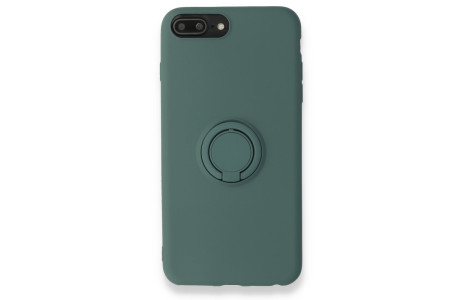 Newface iPhone 7 Plus Kılıf Viktor Yüzüklü Silikon - Koyu Yeşil