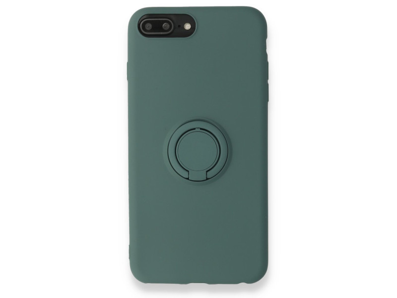 Newface iPhone 7 Plus Kılıf Viktor Yüzüklü Silikon - Koyu Yeşil