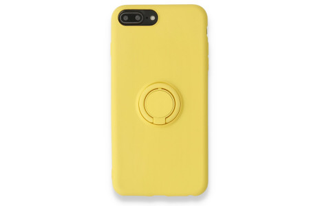 Newface iPhone 7 Plus Kılıf Viktor Yüzüklü Silikon - Sarı