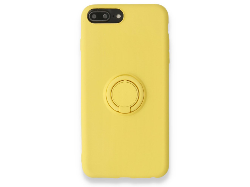 Newface iPhone 7 Plus Kılıf Viktor Yüzüklü Silikon - Sarı
