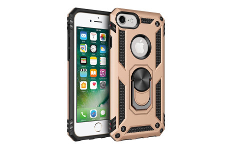 Newface iPhone 7 Kılıf Sofya Yüzüklü Silikon Kapak - Gold
