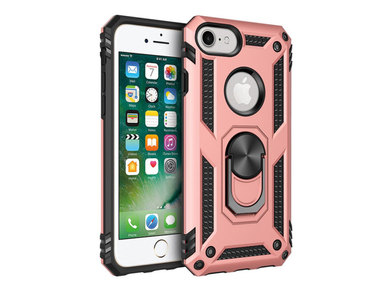 Newface iPhone 7 Kılıf Sofya Yüzüklü Silikon Kapak - Rose