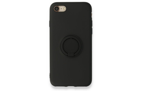 Newface iPhone 7 Kılıf Viktor Yüzüklü Silikon - Siyah