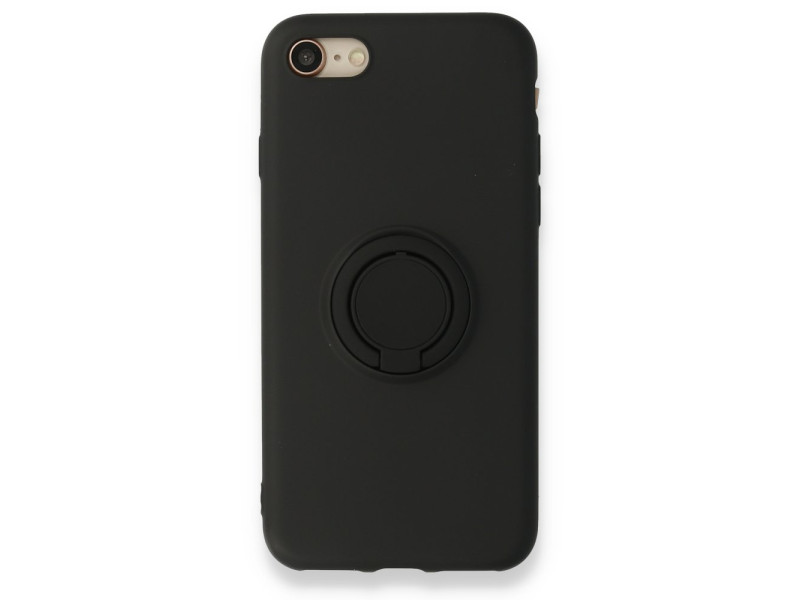 Newface iPhone 7 Kılıf Viktor Yüzüklü Silikon - Siyah