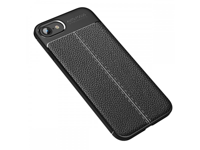 Newface iPhone 8 Kılıf Focus Derili Silikon - Siyah