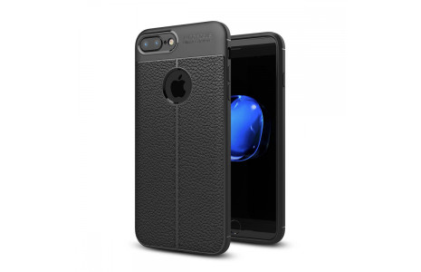 Newface iPhone 8 Plus Kılıf Focus Derili Silikon - Siyah