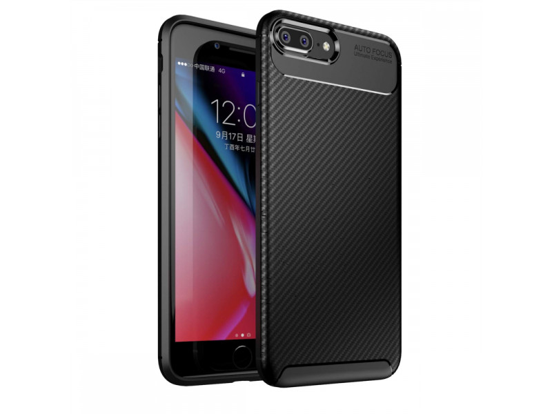 Newface iPhone 8 Plus Kılıf Focus Karbon Silikon - Siyah