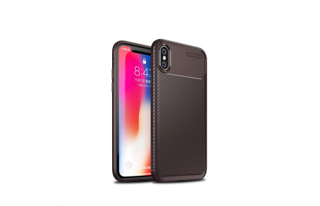 Newface iPhone X Kılıf Focus Karbon Silikon - Kahverengi