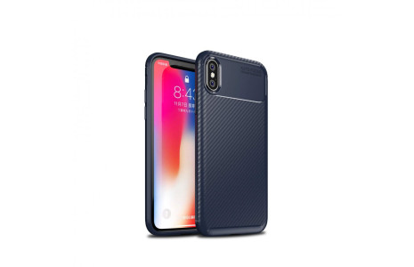 Newface iPhone X Kılıf Focus Karbon Silikon - Lacivert