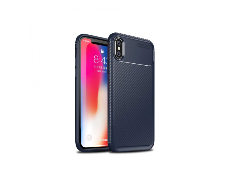 Newface iPhone X Kılıf Focus Karbon Silikon - Lacivert