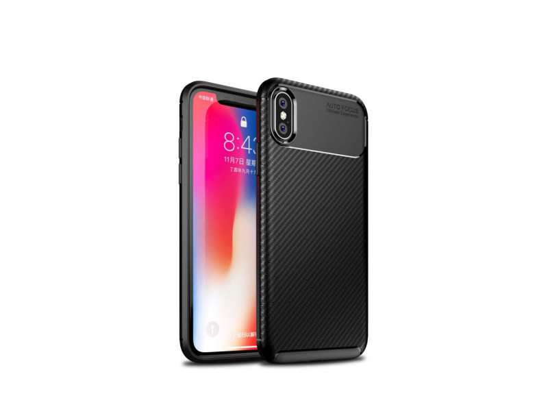 Newface iPhone X Kılıf Focus Karbon Silikon - Siyah