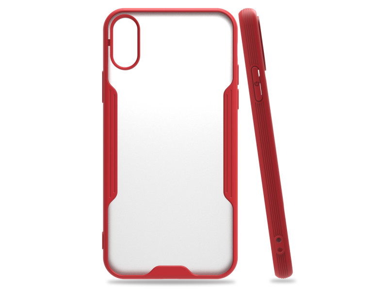 Newface iPhone X Kılıf Platin Silikon - Kırmızı